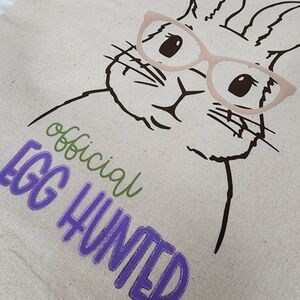 Easter Bunny Egg Hunt Bag - Tan, Purple, Green- Easter Basket